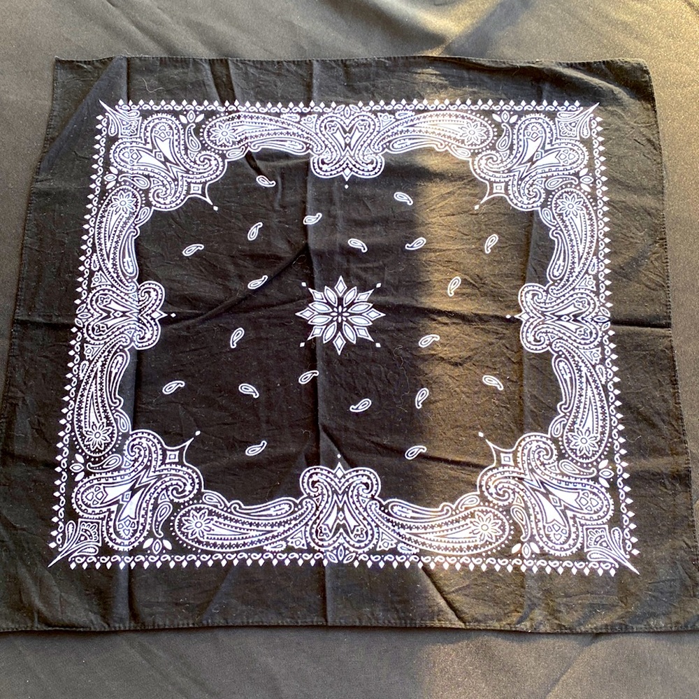Black bandana. 100 % cotton. Lightly used.
